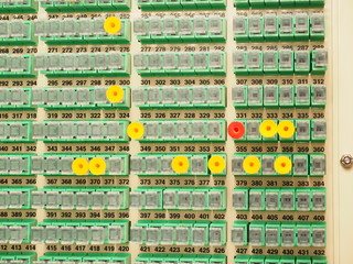 Fibre distribution panel with identification plugs, Australia 2015