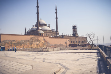 cairo, egypt, april 22, 2017: view of muhammad ali mosque at cairo citadel