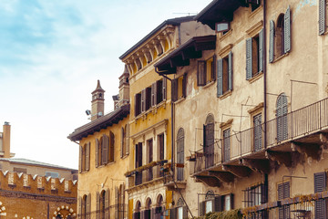 Beautiful street view of  Verona center which is a world heritage site