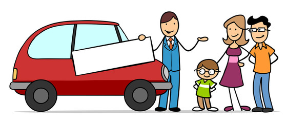 Familie beim Autokauf beim Autohändler