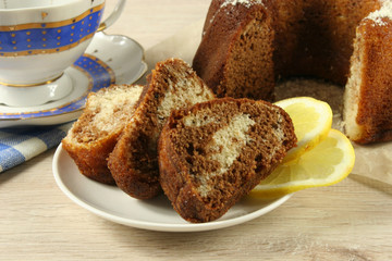 Chocolate pie on a table