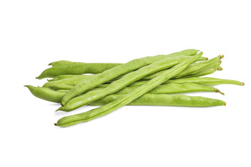 green beans close up on white background
