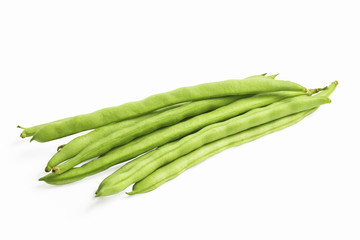 green beans close up on white background