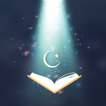 Ramdan Kareem. Quran. Crescent Moon. Star.