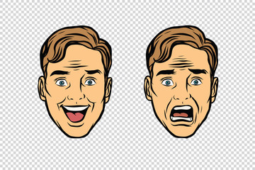 Two men face the emotions of fear and joy
