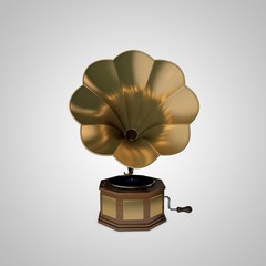 Gramophone.Isolated on white background.3D rendering illustration.