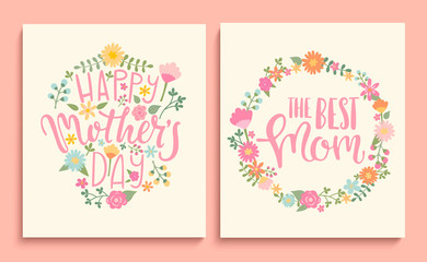 Set of Happy Mother's day cards.