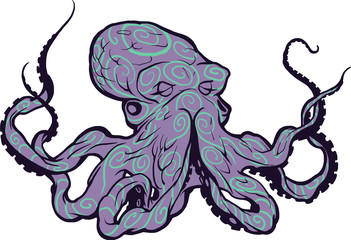 illustration of a cute meditating octopus