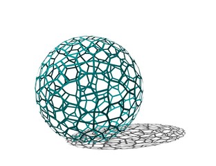 Abstract Sphere wireframe. Isolated on white background. 3D rendering illustration.