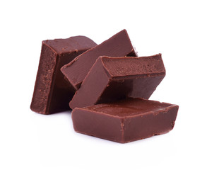 Chocolate bars stack isolated on white background