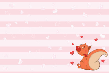 Valentines card with a Cute Squirrel illustration