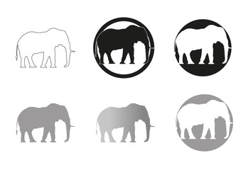 Elephant minimal vector illustration, silhouette isolated on a white background