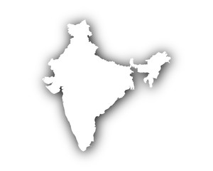 Karte von Indien mit Schatten