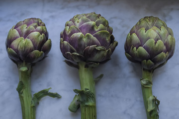 artichoke on marble table