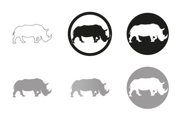 Rhino minimal vector illustration, silhouette isolated on a white background