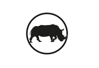 Rhino minimal vector illustration, silhouette isolated on a white background