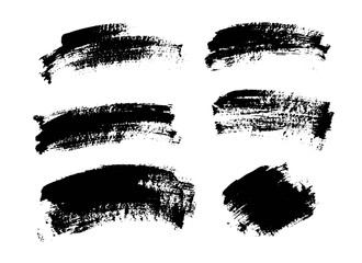 Obraz premium Set of black paint, ink brush strokes, lines.