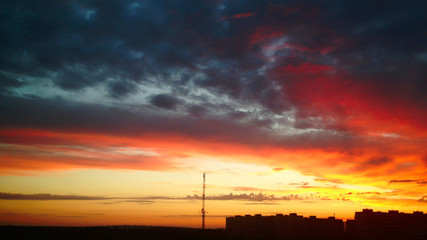 Picture of bright beautiful colorful sunset