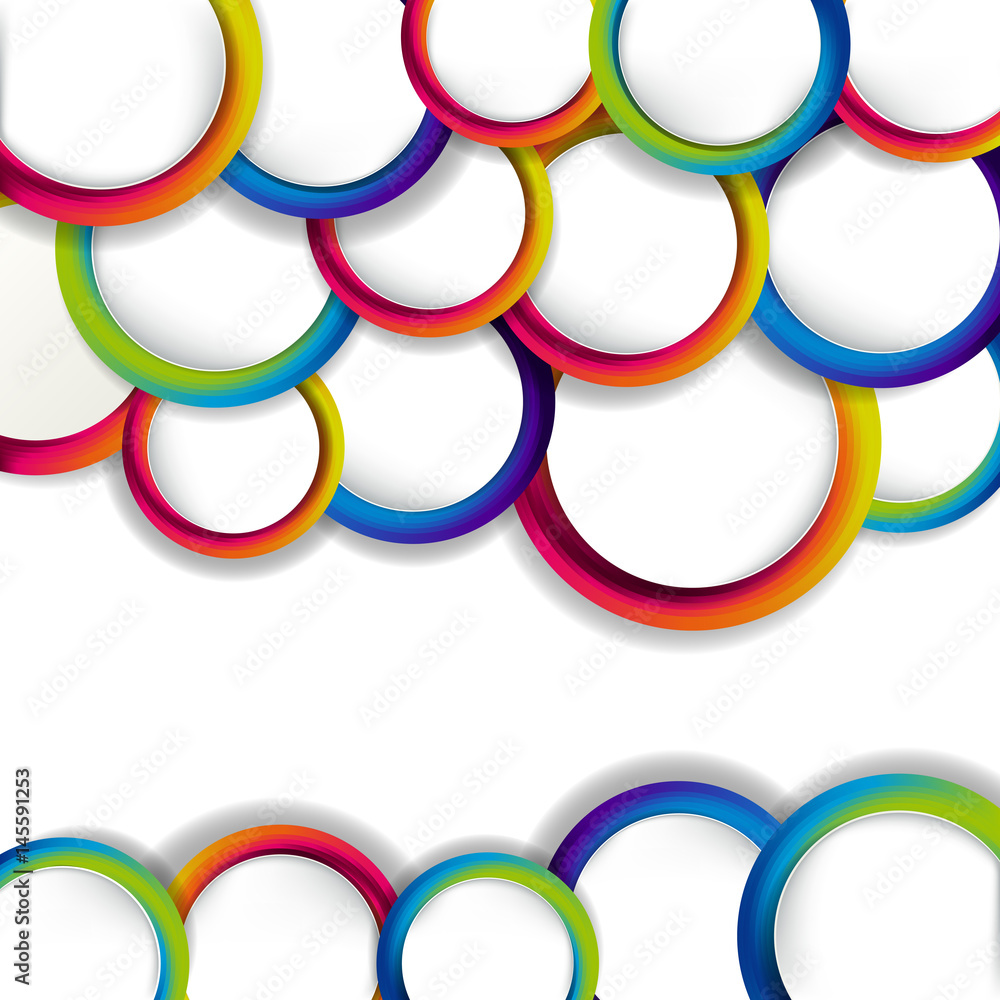 Aufkleber abstract colorful hoop circles frame on a light background.