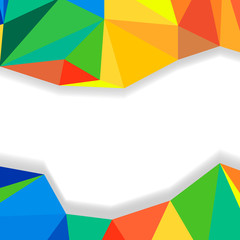 Triangular abstract background, crystal colorful shapes border with shadow. 