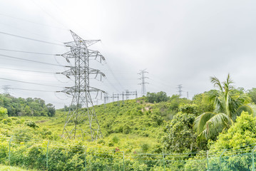 Obraz premium Overhead Transmission Tower Line Electricity Steel Lattice Pylon