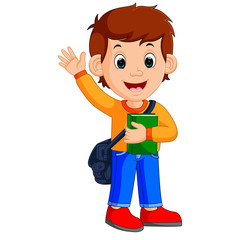 Boy with backpacks cartoon