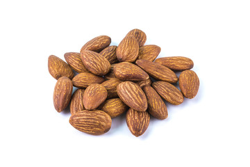 Seed of almonds nuts isolated on white background