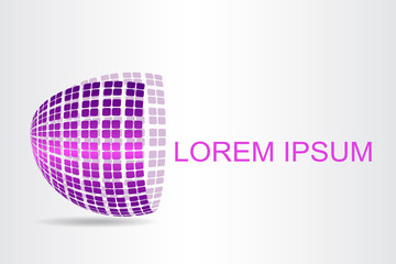 Logo stylized spherical surface with abstract shapes