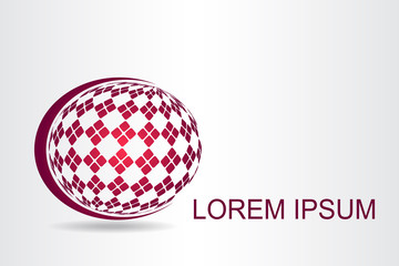 Logo stylized spherical surface with abstract shapes