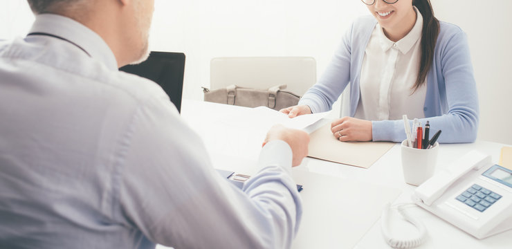 Young woman having a job interview