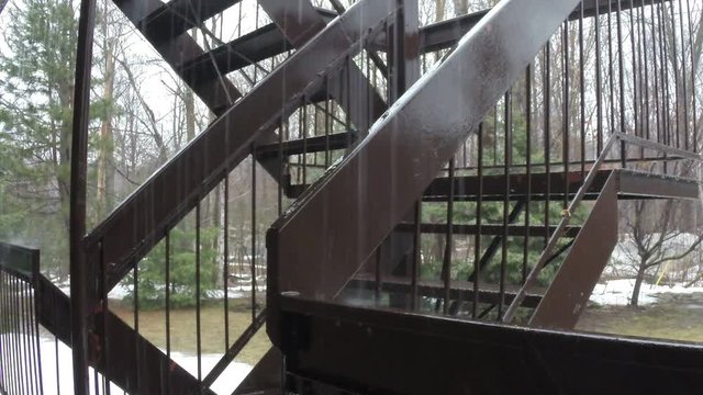 Heavy Rain on metal stairs 2