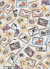Stamps choreography dance vintage set of background