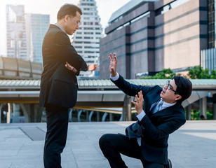 Concept of oppressed by the boss with businessman by oppressive