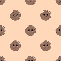 Smiling cookies. Vector illustration. Seamless pattern.