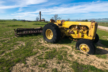 Old farming machinery in Carrizo Plain National Monument, San Andreas Fault (boundary between the Pacific Plate and the North American Plate), California USA, North America