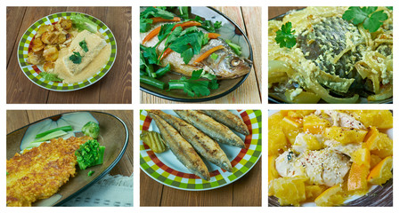 Food set of different  seafoods.