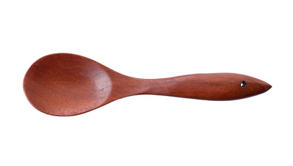 Wooden ladle on white background