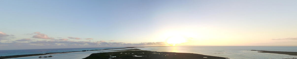 Sunrise drone pano in Turks and Caicos Islands