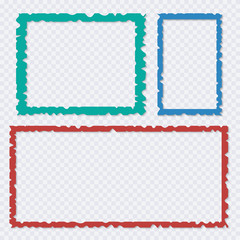 Set of color torn paper frames with shadows