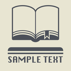 Open book with bookmark icon or sign