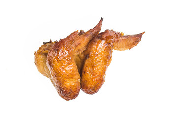 Grilled chicken wings on a white background