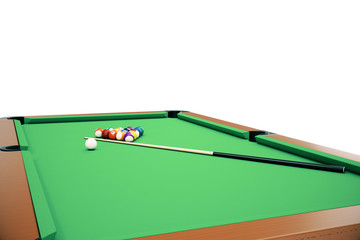 3D illustration Billiard balls in a green pool table, pool billiard game, Billiard concept