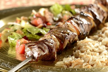 Filet Mignon Michui with Fatouch Salad and syrian rice