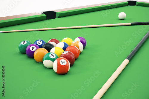 3d Illustration American Pool Snooker Balls Background