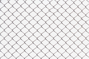 steel mesh fence on white background