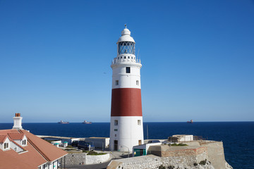 Leuchtturm von Gibraltar, Gibraltar Trinity Lighthouse, eröffnet 1841, an der Südspitze der Halbinsel, "Europa-Point",  