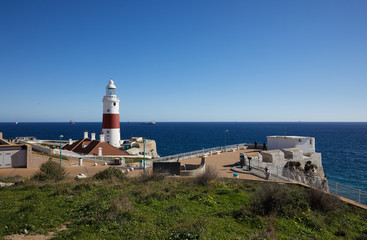 Fototapeta na wymiar Leuchtturm von Gibraltar, Gibraltar Trinity Lighthouse, eröffnet 1841, an der Südspitze der Halbinsel, 