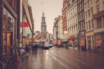 Fototapeta na wymiar Traditional old buildings in Amsterdam