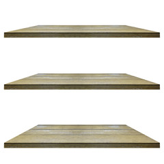 Wooden shelves isolated on white