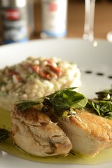 Grilled Chicken whith herbs and Sun Dried Tomato Risoto
